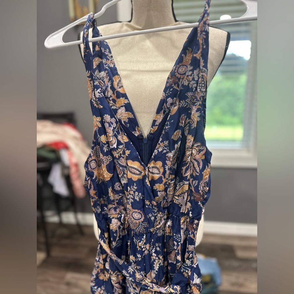 Ett:Twa Wide Leg Jumpsuit Blue Floral Paisley XS Anthropologie Spring Boho Flowy - Picture 4 of 8